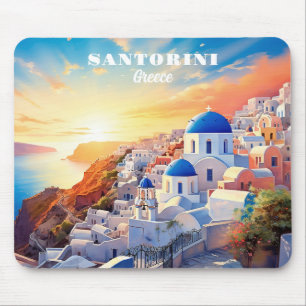 Anpassningsbar Text Santorini Greece Sunset Musmatta