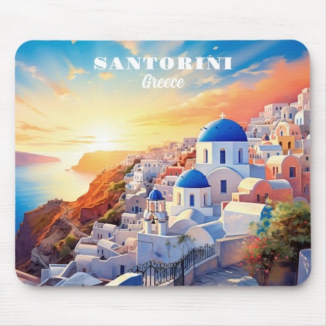 Anpassningsbar Text Santorini Greece Sunset Musmatta (Framsidan)