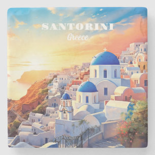 Anpassningsbar Text Santorini Greece Sunset Stenunderlägg