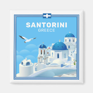 Anpassningsbar Text Santorini Grekland Magnet