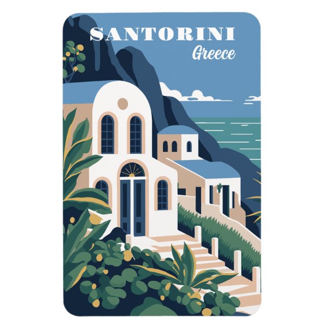 Anpassningsbar Text Santorini Grekland Magnet (Vertikal)