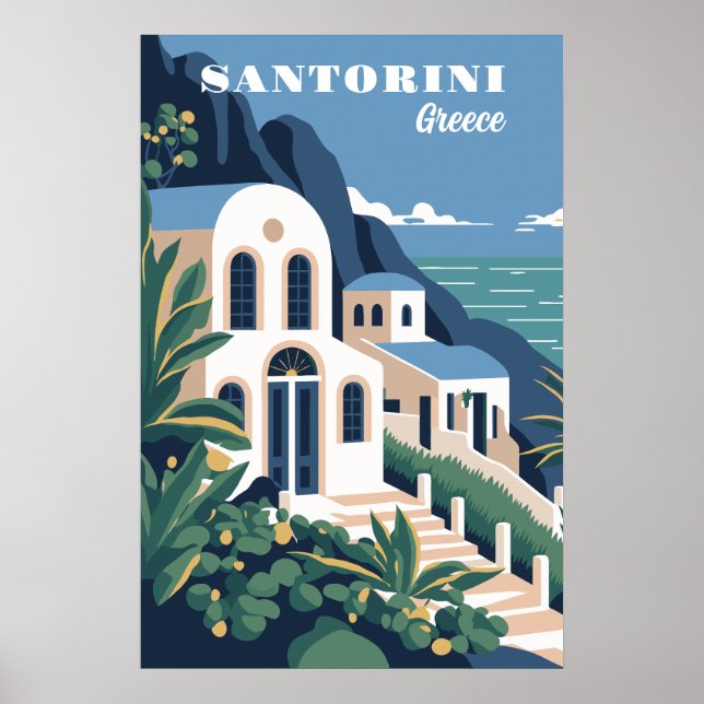 Anpassningsbar Text Santorini Grekland Poster (Framsidan)