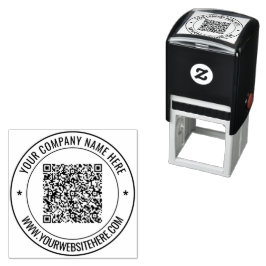 Anpassningsbar Text Scan QR Code Round Self-Inking Självfärgande Stämpel