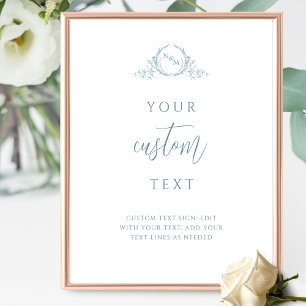 Anpassningsbar Text, Sea Glass Monogram Bröllop-te Poster