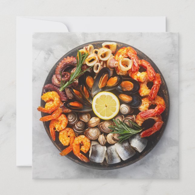 Anpassningsbar Text Seafood Platter Inbjudningar (Framsida)
