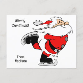 Anpassningsbar Text Sking Santa Helg Vykort