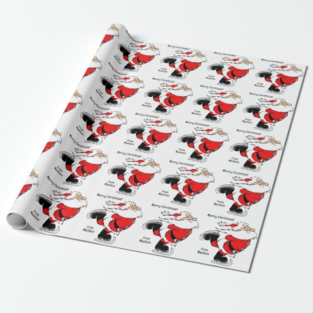 Anpassningsbar Text Sking Santa Presentpapper (Utrullad)