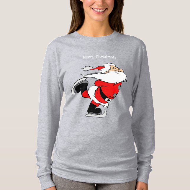 Anpassningsbar Text Sking Santa T Shirt (Framsida)