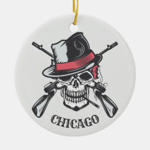 Anpassningsbar text Skull & Guns ornament