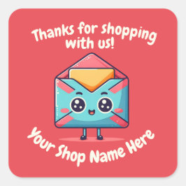 Anpassningsbar Text Small Business Cute Mail Tack Fyrkantigt Klistermärke