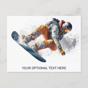 Anpassningsbar Text Snowboarder Illustration Vykort