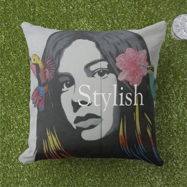 Anpassningsbar text Snyggt grafik vattenfärgsmåla  Kudde (Gräs)