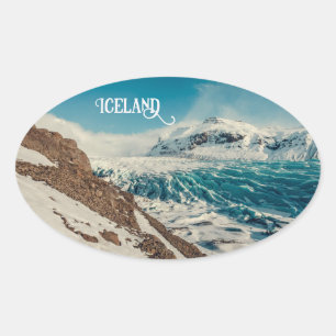 Anpassningsbar Text Solheimajokull, Island Ovalt Klistermärke