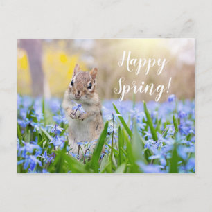 Anpassningsbar Text Squirrel i Wildblommor Lycklig Vykort
