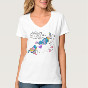 Anpassningsbar Text/State Heart Unicorn Rosa Blue  T Shirt