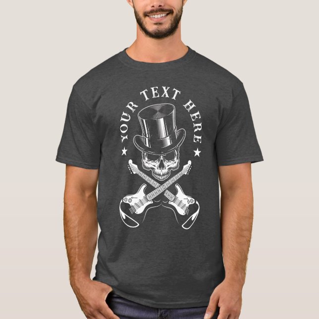Anpassningsbar Text Sten & rullskal med korsade gi T Shirt (Framsida)