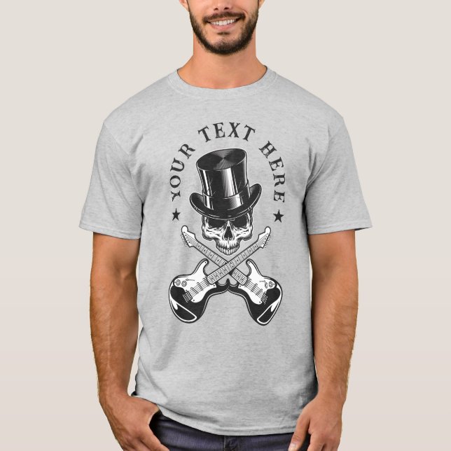 Anpassningsbar Text Sten & rullskal med korsade gi T Shirt (Framsida)