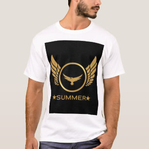 Anpassningsbar Text Summer Vibes Guld Eagle Image  T Shirt