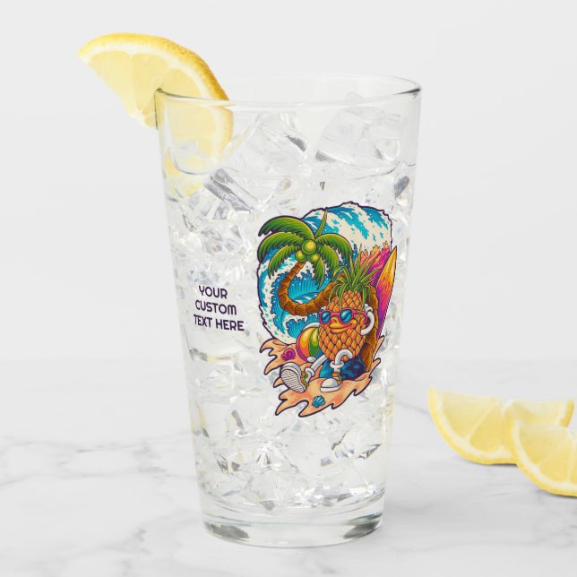 Anpassningsbar Text Surfning Ananas Glaskopp (Framsida Ice)