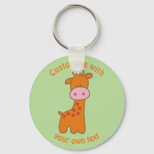 Anpassningsbar Text Tecknad Giraffe  Nyckelring