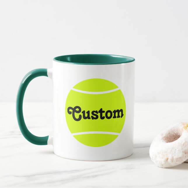 Anpassningsbar Text Tennis Boll Coffee Mugg (Med munk)