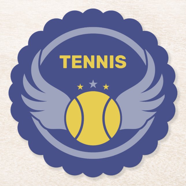 Anpassningsbar Text Tennis Boll med Vingar Underlägg Papper (Framsida)
