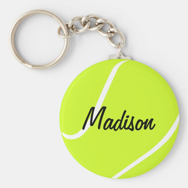 Anpassningsbar Text Tennis Boll Nyckelringar (Framsidan)