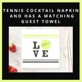 Anpassningsbar Text Tennis Boll Racket Party Pappersservett