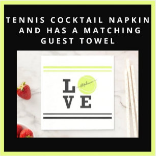 Anpassningsbar Text Tennis Boll Racket Party Pappersservett
