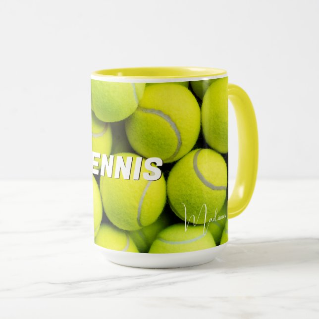 Anpassningsbar Text Tennis Bollar Mugg (Framsida höger)