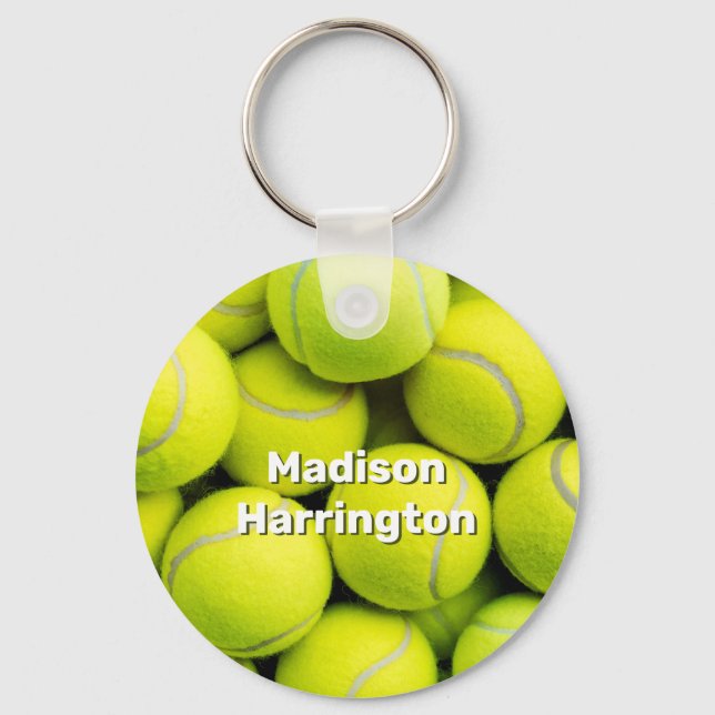 Anpassningsbar Text Tennis Bollar Nyckelring (Baksida)