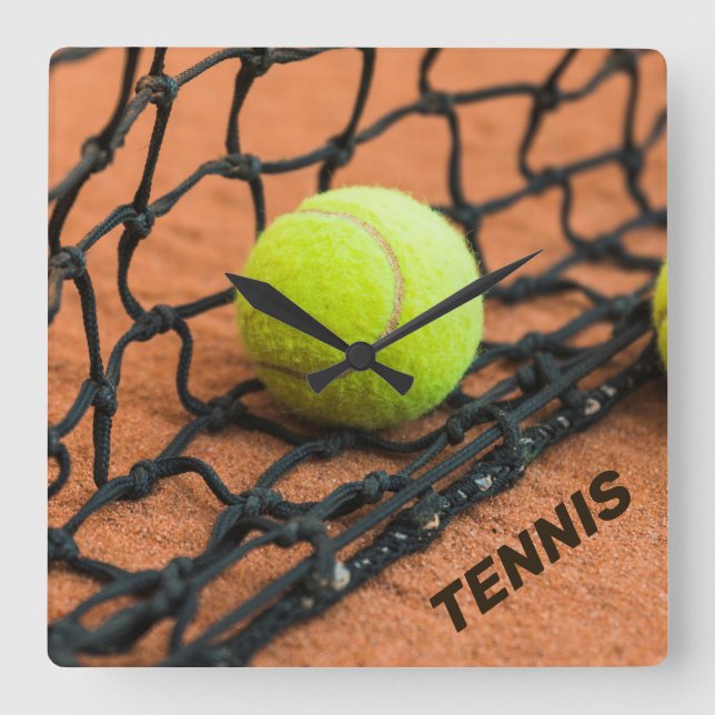 Anpassningsbar Text Tennis Fyrkantig Klocka (Framsida)