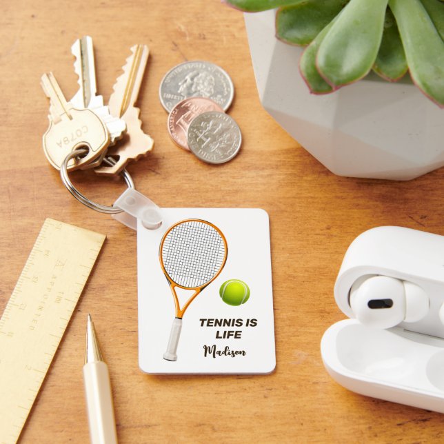 Anpassningsbar Text Tennis Nyckelring (Skrivbord)