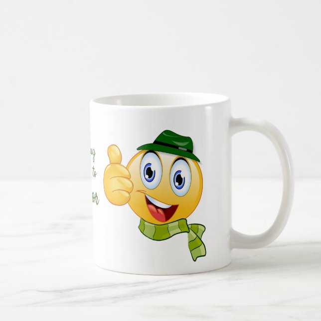 Anpassningsbar Text Thumbs up Emoji with Hat and S Kaffemugg (Höger)