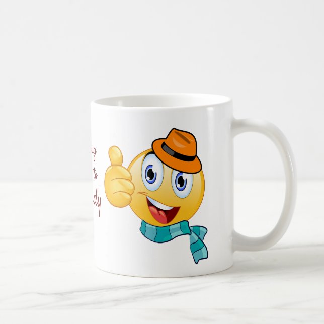 Anpassningsbar Text Thumbs up Emoji with Hat and S Kaffemugg (Höger)