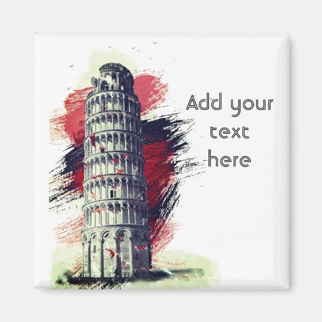 Anpassningsbar Text Torn i Pisa Travel Fridge Magnet (Framsidan)