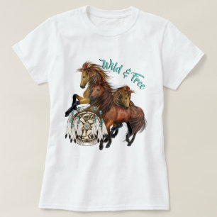Anpassningsbar Text Tre Vilder Stallions och Manda T Shirt
