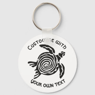 Anpassningsbar Text Tribal Turtle Design Nyckelring