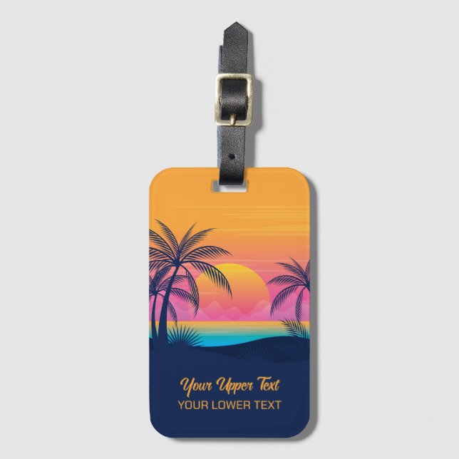 Anpassningsbar Text Tropical Island Sunset Bagagebricka (Framsida vertikal)