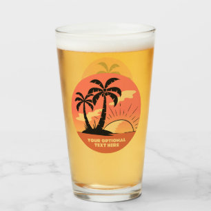 Anpassningsbar Text Tropical Island Sunset Glaskopp