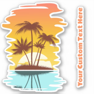 Anpassningsbar Text Tropical Island Sunset Klistermärken
