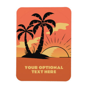 Anpassningsbar Text Tropical Island Sunset Magnet