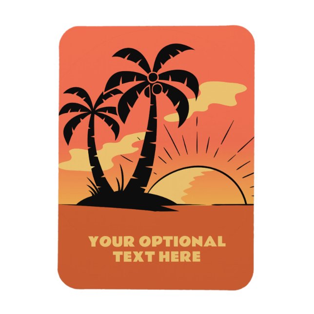 Anpassningsbar Text Tropical Island Sunset Magnet (Vertikal)