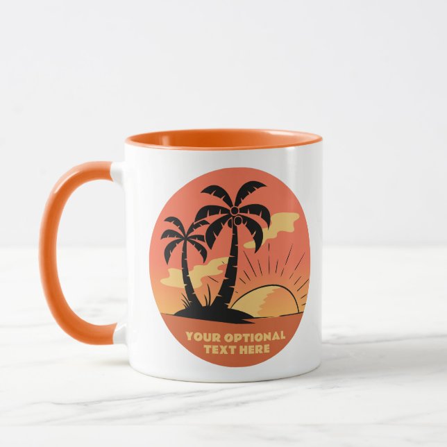 Anpassningsbar Text Tropical Island Sunset Mugg (Vänster)