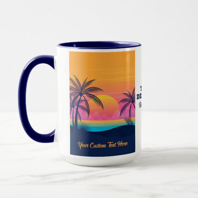 Anpassningsbar Text Tropical Island Sunset Mugg (Vänster)
