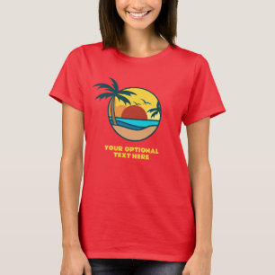 Anpassningsbar Text Tropical Island Sunset T Shirt