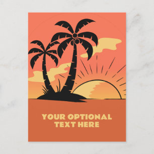 Anpassningsbar Text Tropical Island Sunset Vykort