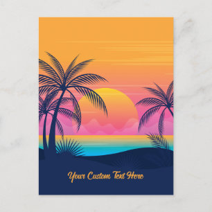 Anpassningsbar Text Tropical Island Sunset Vykort