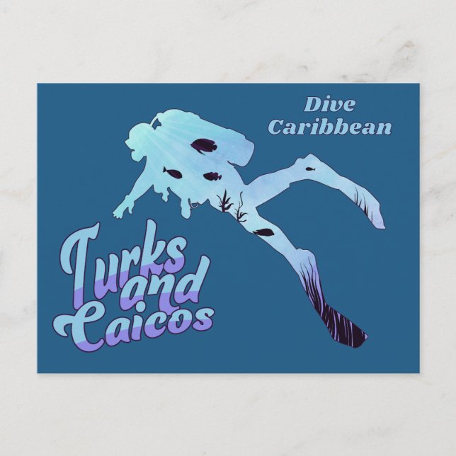 Anpassningsbar Text Turks och Caicos Diving Vykort (Framsida)