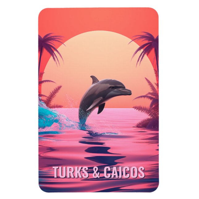 Anpassningsbar Text Turks och Caicos Dolphin Magnet (Vertikal)